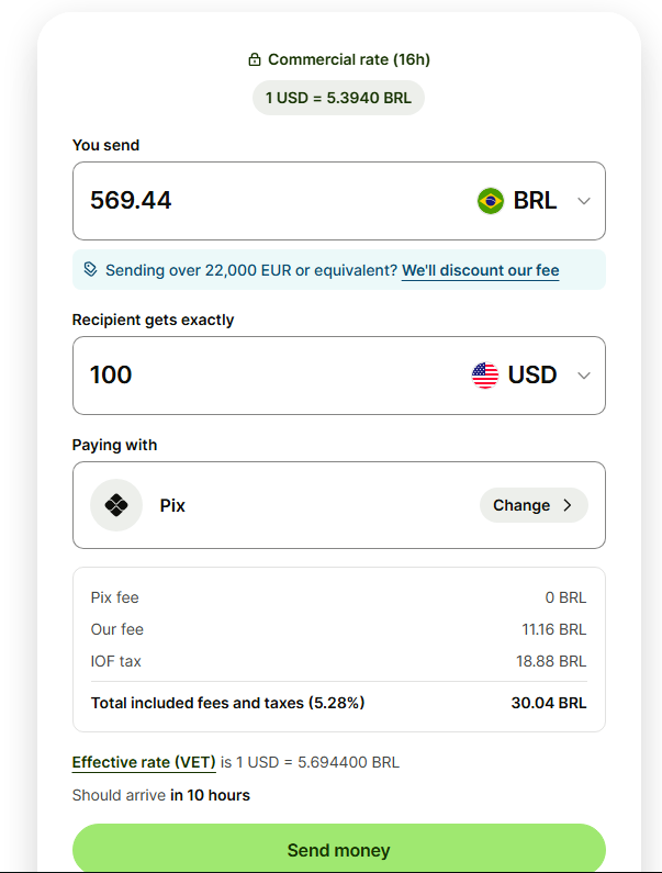 Wise payment example